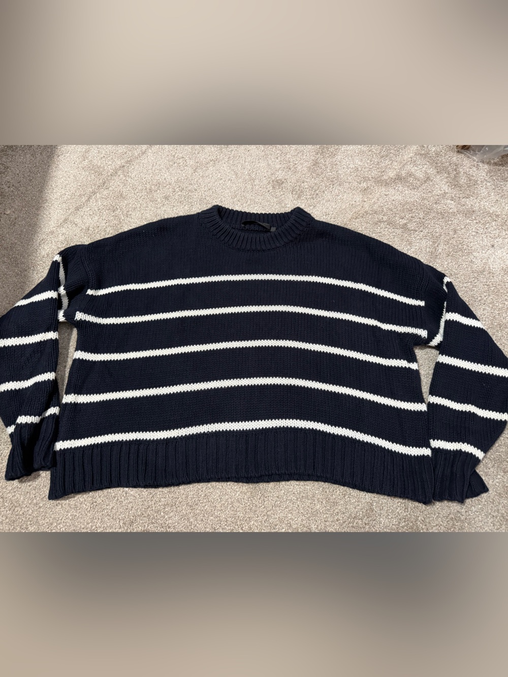 Jenni Kayne Chole Striped Cotton Crewneck Sweater in Navy/White!